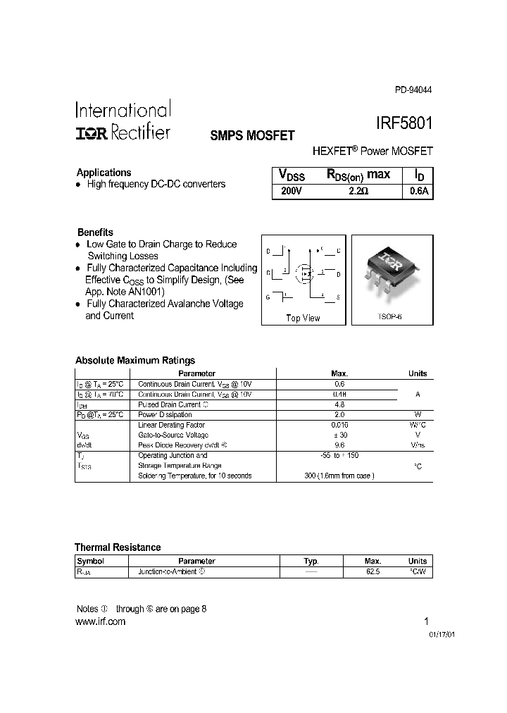 IRF5801_120588.PDF Datasheet