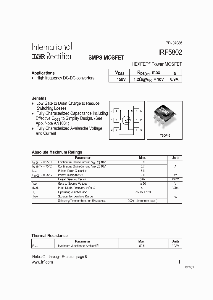 IRF5802_120589.PDF Datasheet
