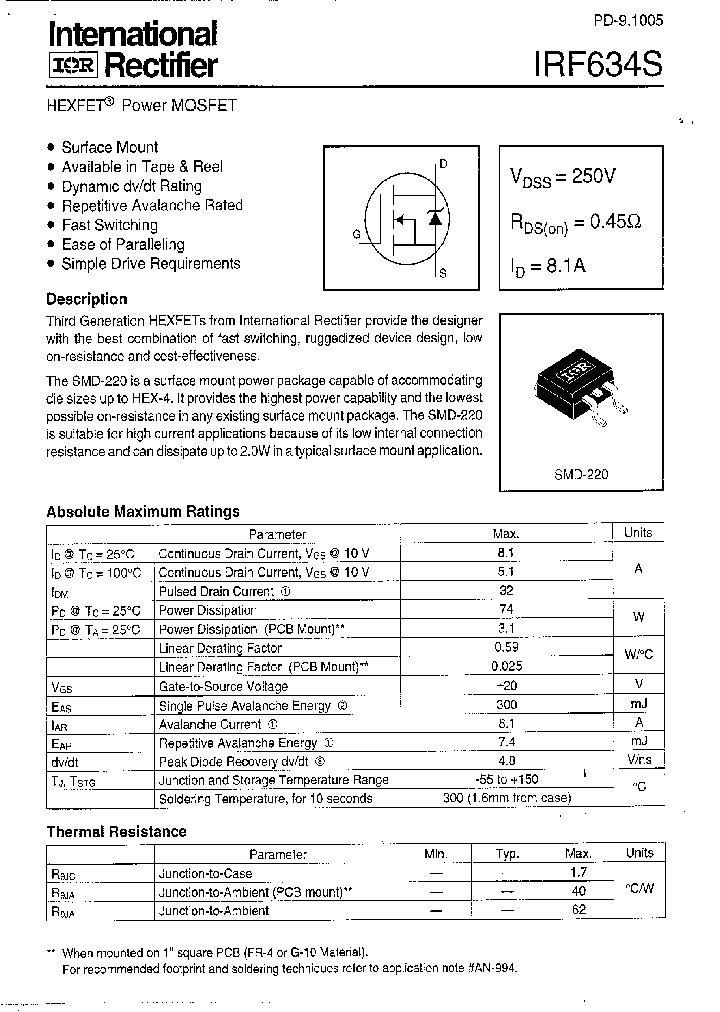 IRF634S_154178.PDF Datasheet