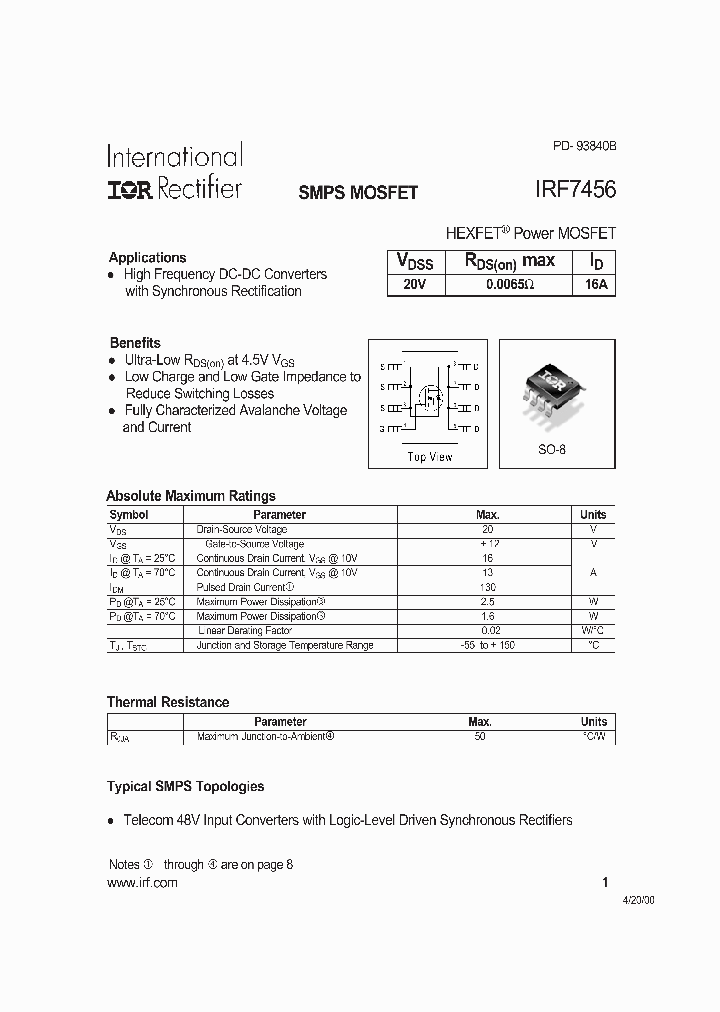 IRF7456_133801.PDF Datasheet