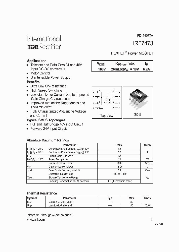 IRF7473_140633.PDF Datasheet
