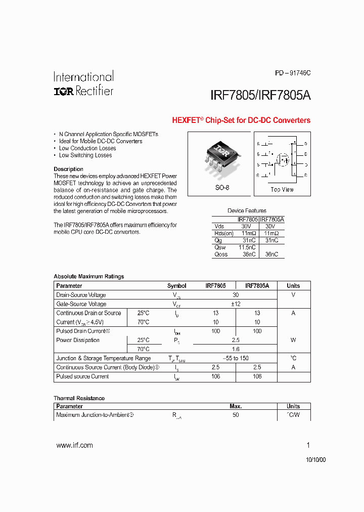 IRF7805_86480.PDF Datasheet