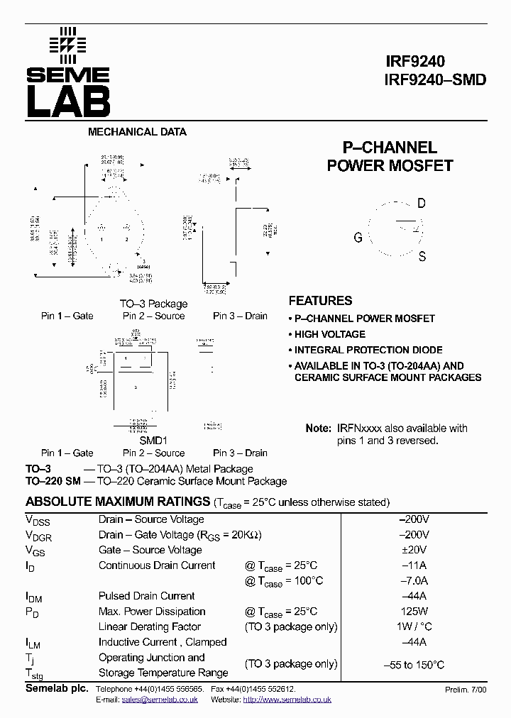IRF9240_5913.PDF Datasheet