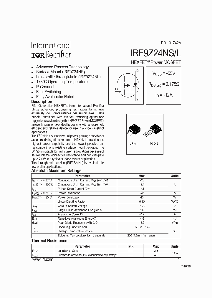 IRF9Z24NL_5957.PDF Datasheet