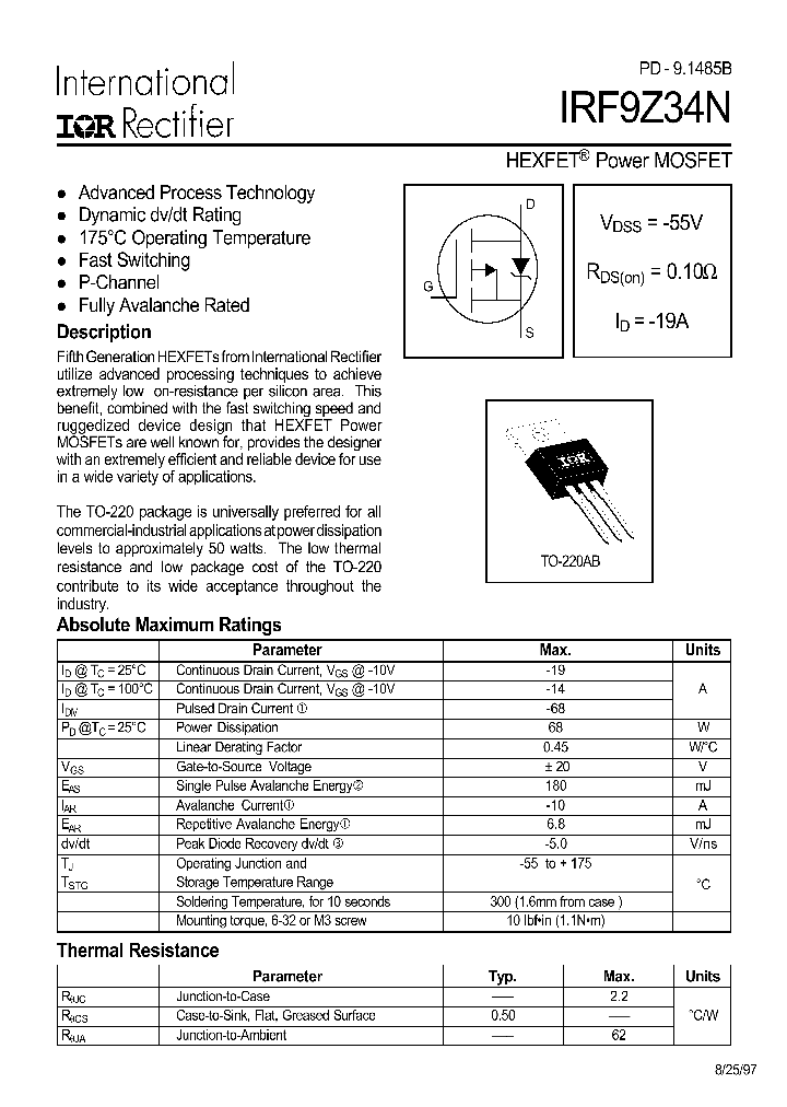 IRF9Z34N_5961.PDF Datasheet