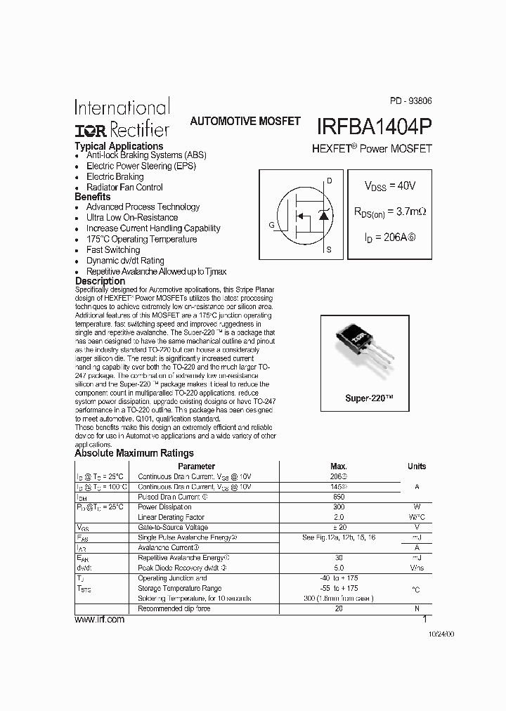 IRFBA1404_89663.PDF Datasheet