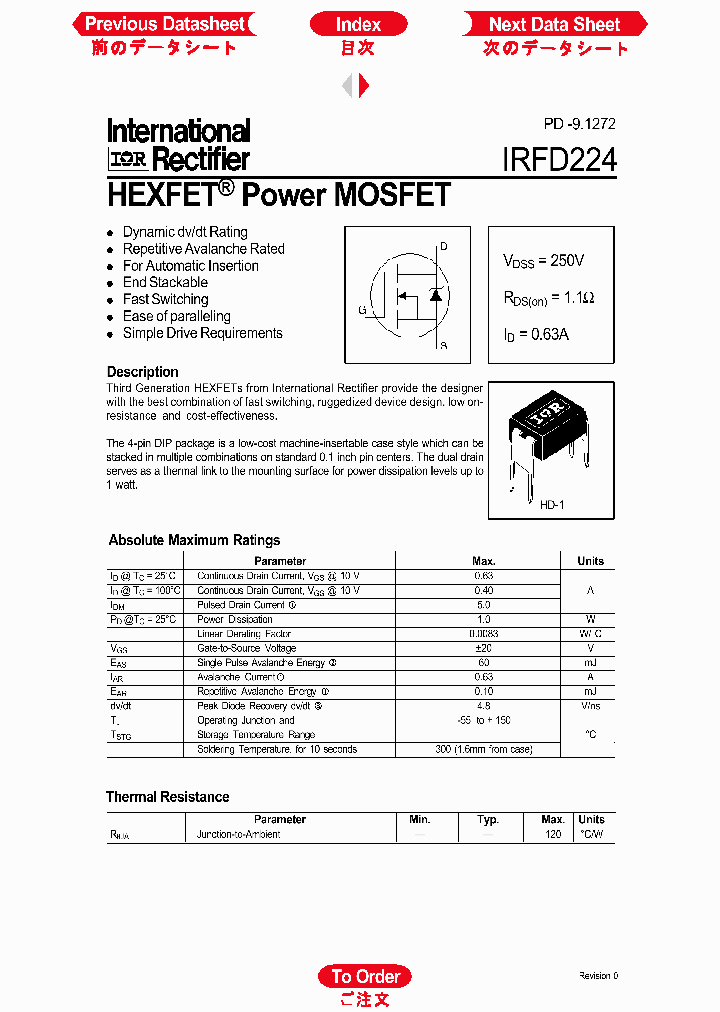 IRFD224_152455.PDF Datasheet