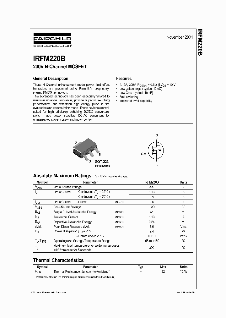 IRFM220B_40798.PDF Datasheet