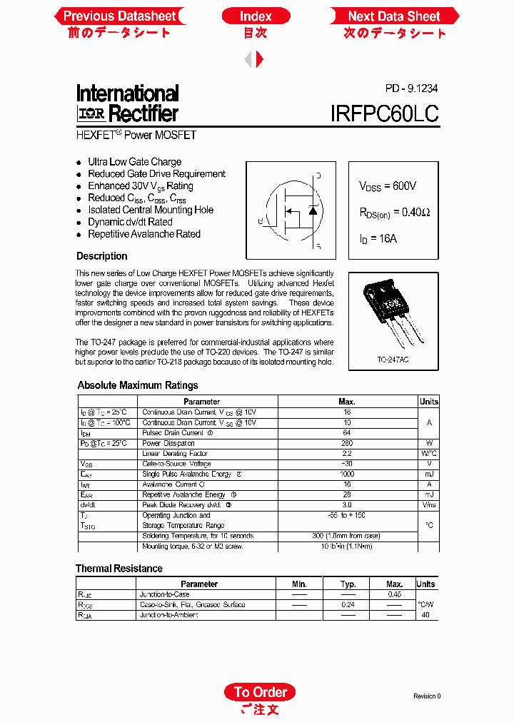 IRFPC60LC_102773.PDF Datasheet