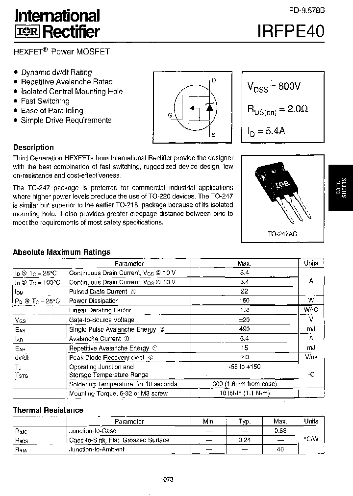 IRFPE40_160154.PDF Datasheet
