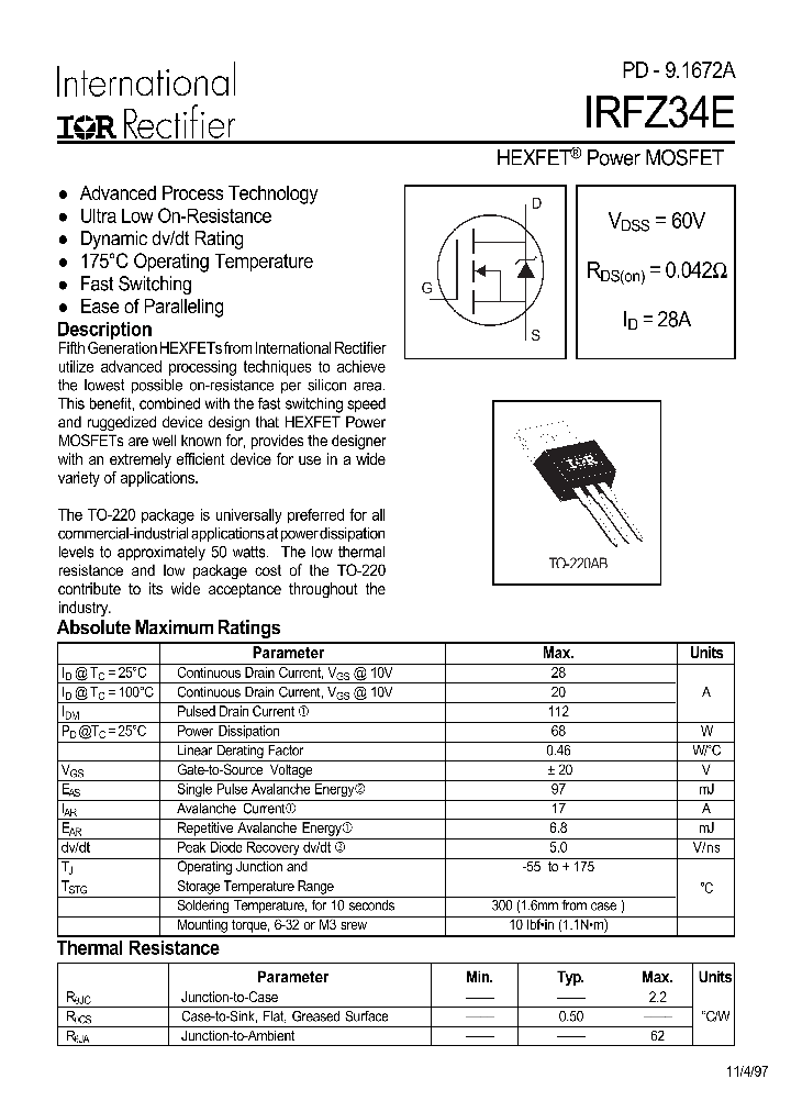 IRFZ34E_130502.PDF Datasheet