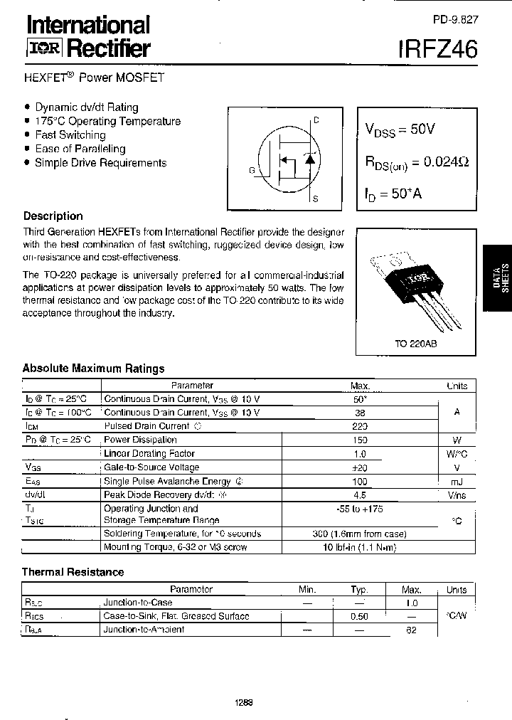 IRFZ46_194891.PDF Datasheet