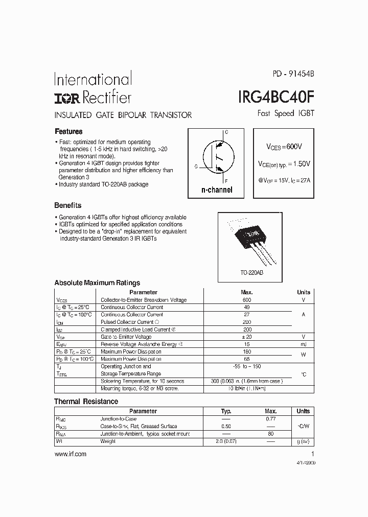 IRG4BC40F_189725.PDF Datasheet
