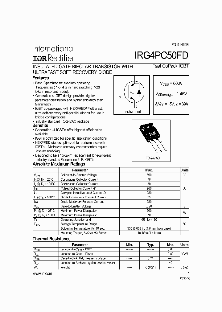 IRG4PC50FD_196305.PDF Datasheet