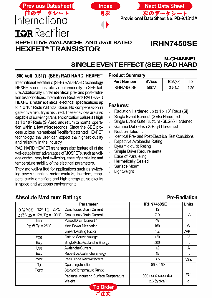 IRHN7450SE_78681.PDF Datasheet