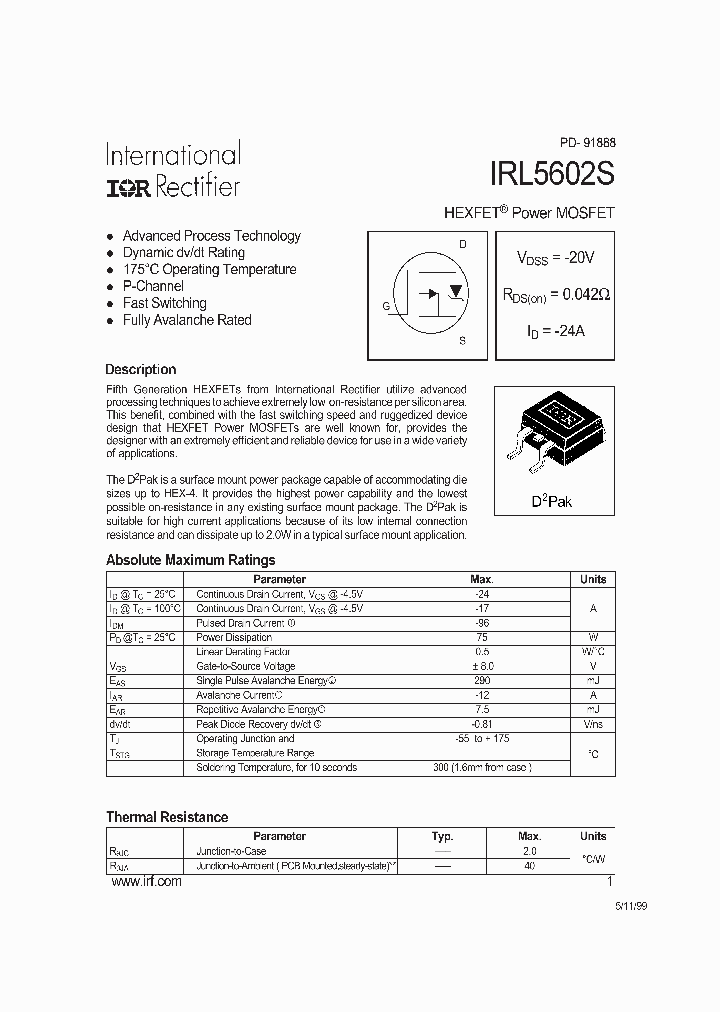 IRL5602S_42531.PDF Datasheet
