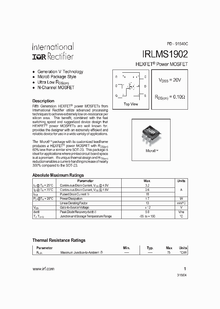 IRLMS1902_120646.PDF Datasheet