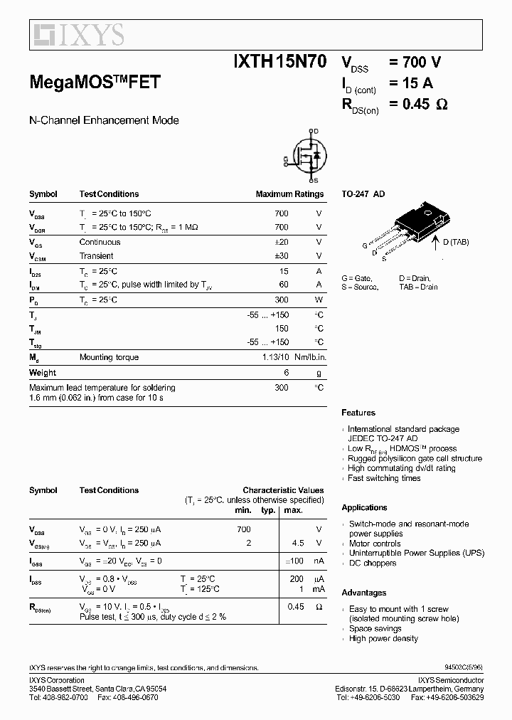 IXTH15N70_68500.PDF Datasheet