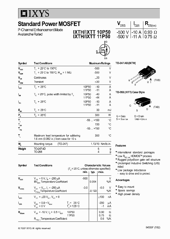 IXTT10P50_62848.PDF Datasheet