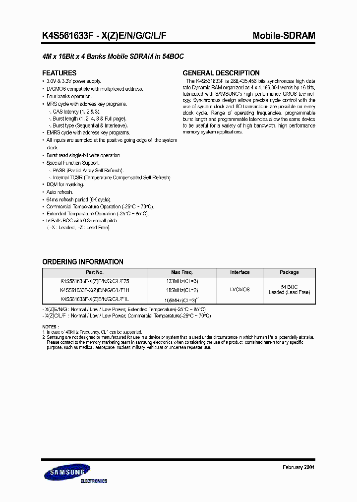 K4S561633F_139277.PDF Datasheet