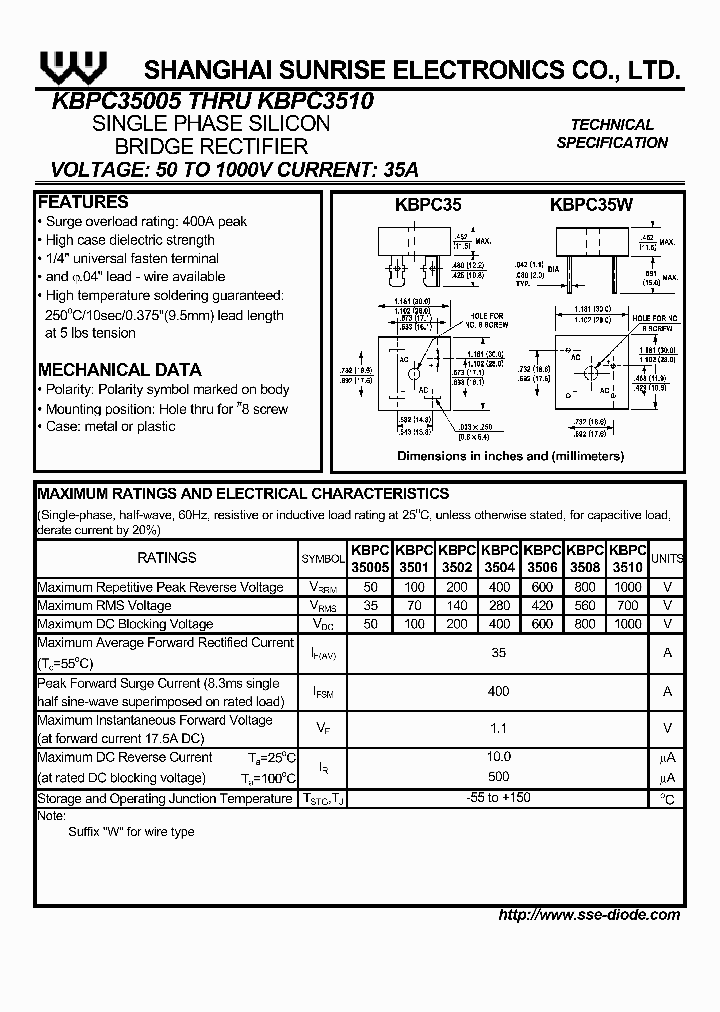 KBPC35005_119363.PDF Datasheet