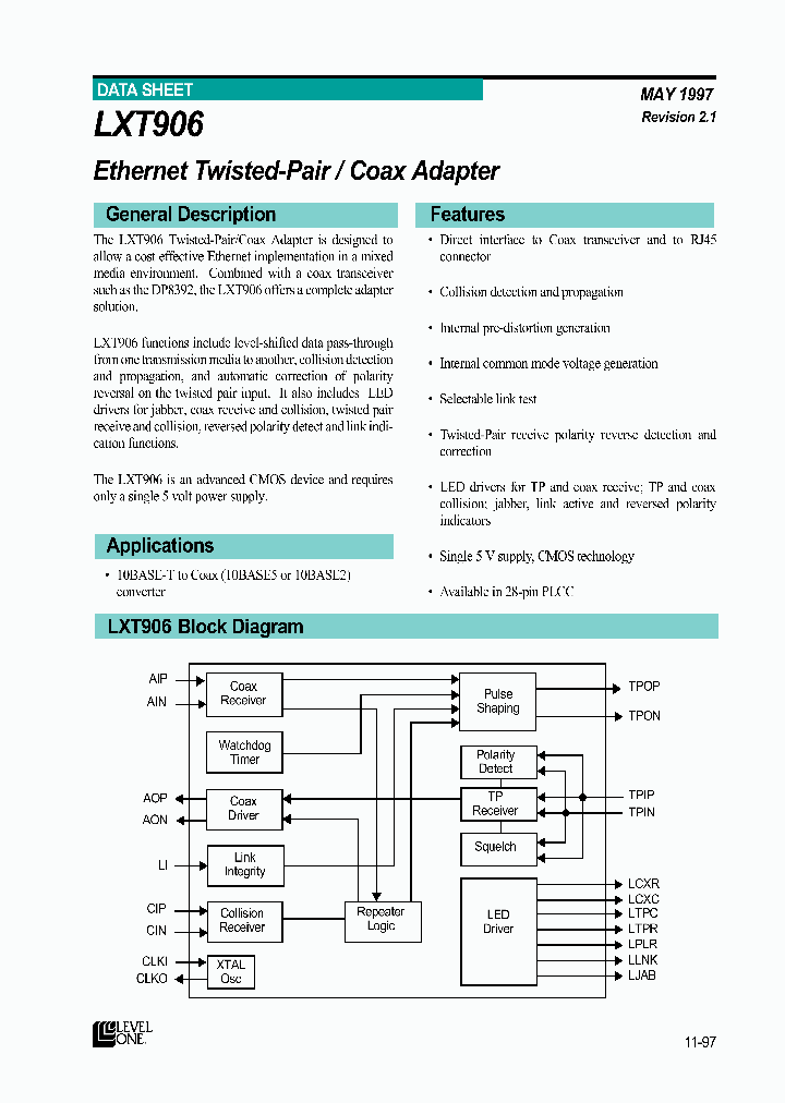 LXT906_72449.PDF Datasheet