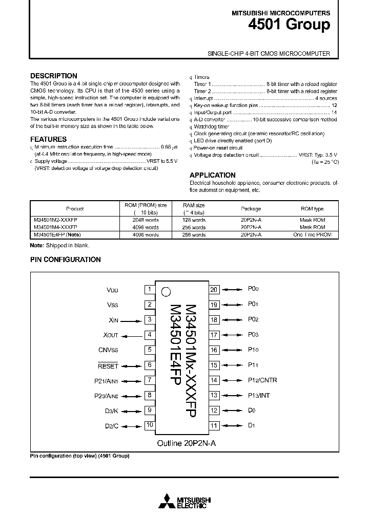 M34501E4FP_162630.PDF Datasheet