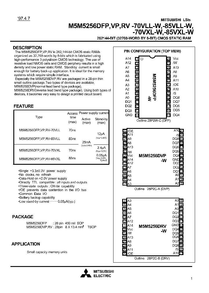 M5M5256DFP-70VLL-W_87467.PDF Datasheet