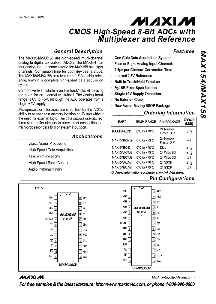 MAX154_50498.PDF Datasheet