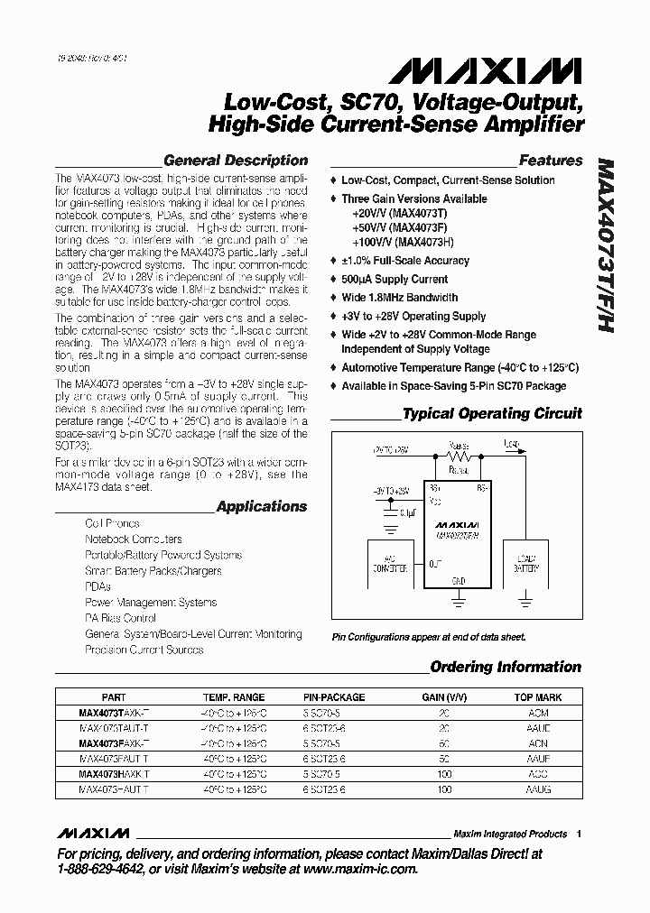 MAX4073_121191.PDF Datasheet