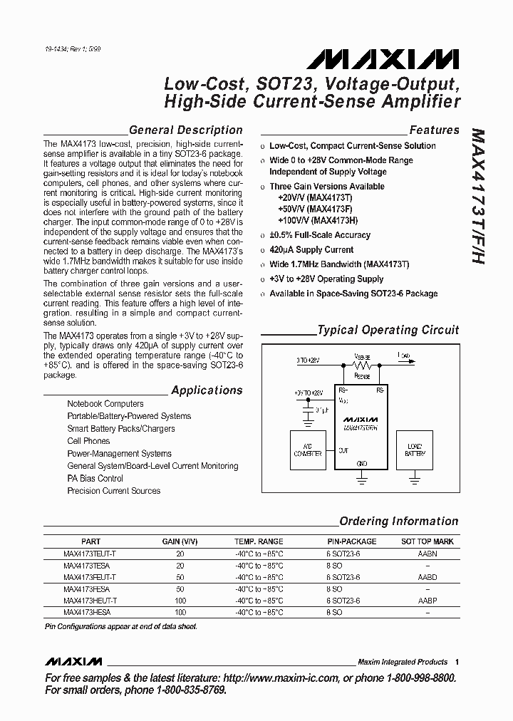 MAX4173TESA_154521.PDF Datasheet