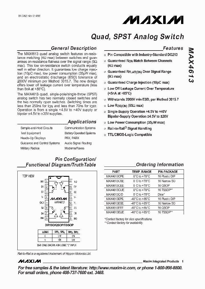 MAX4613_121885.PDF Datasheet