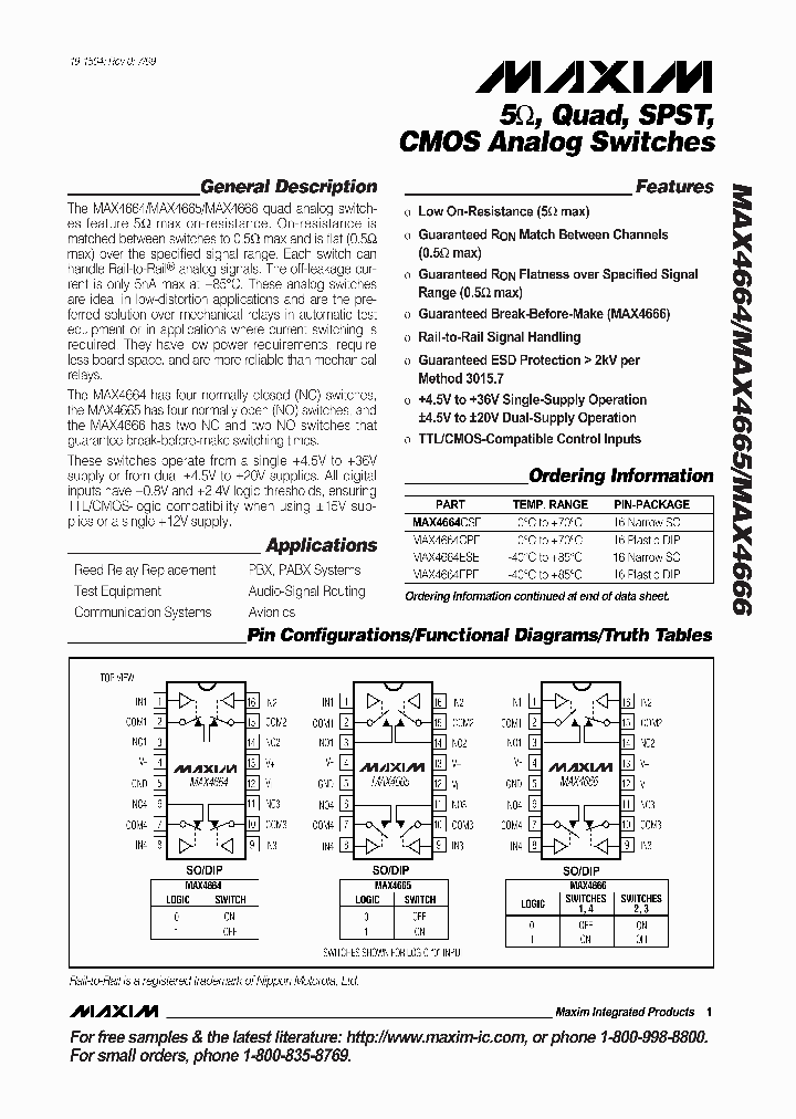 MAX4664_116240.PDF Datasheet