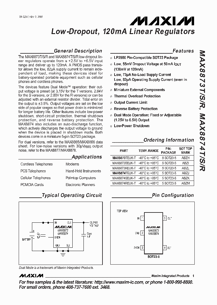 MAX8873_30261.PDF Datasheet