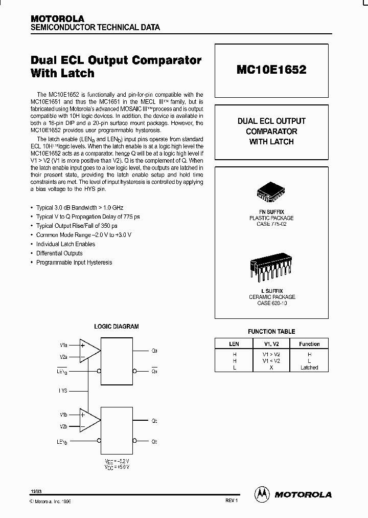 MC10E1652_88345.PDF Datasheet