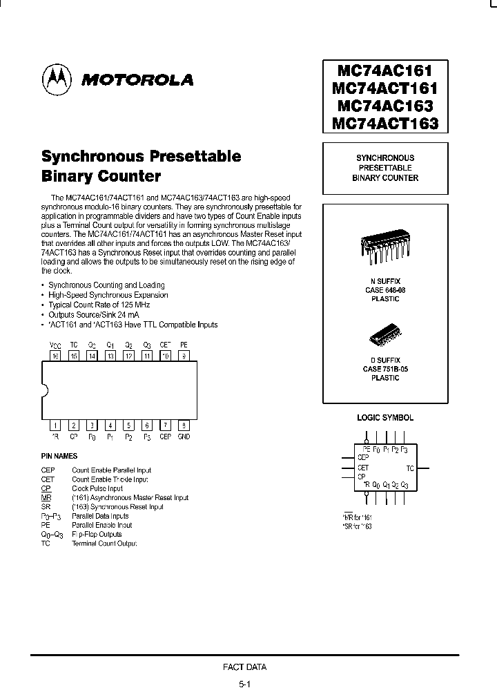 MC74AC161_104502.PDF Datasheet