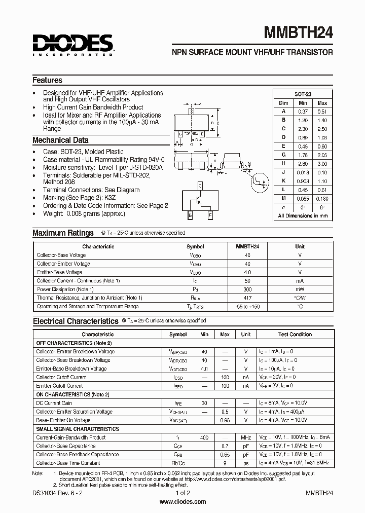 MMBTH24-7_150928.PDF Datasheet