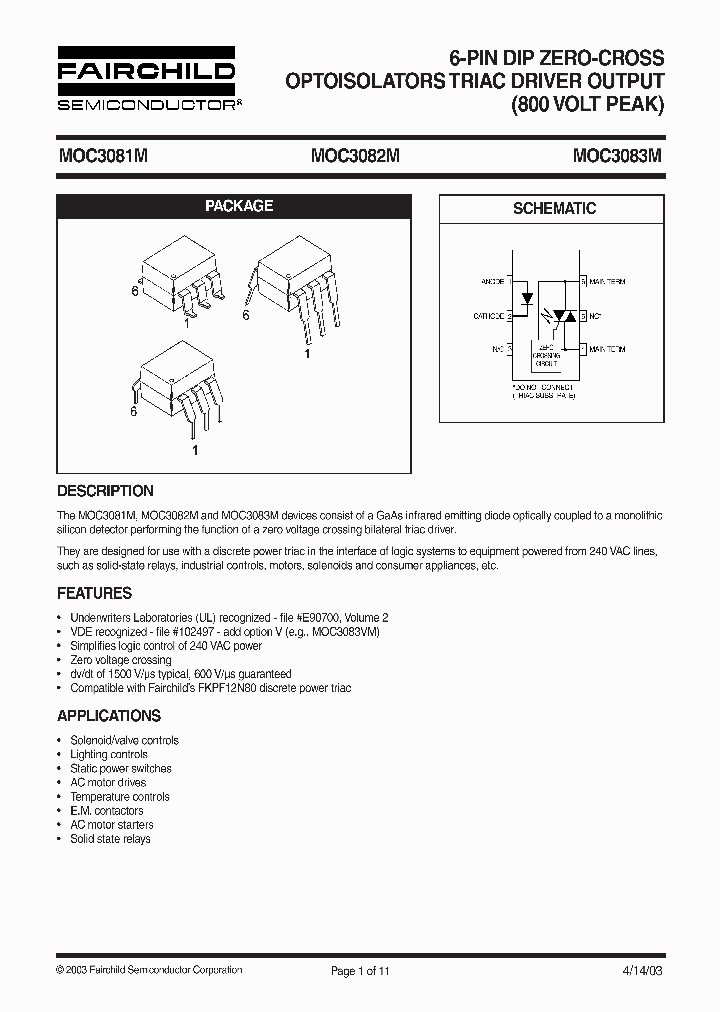 MOC3083M_145587.PDF Datasheet