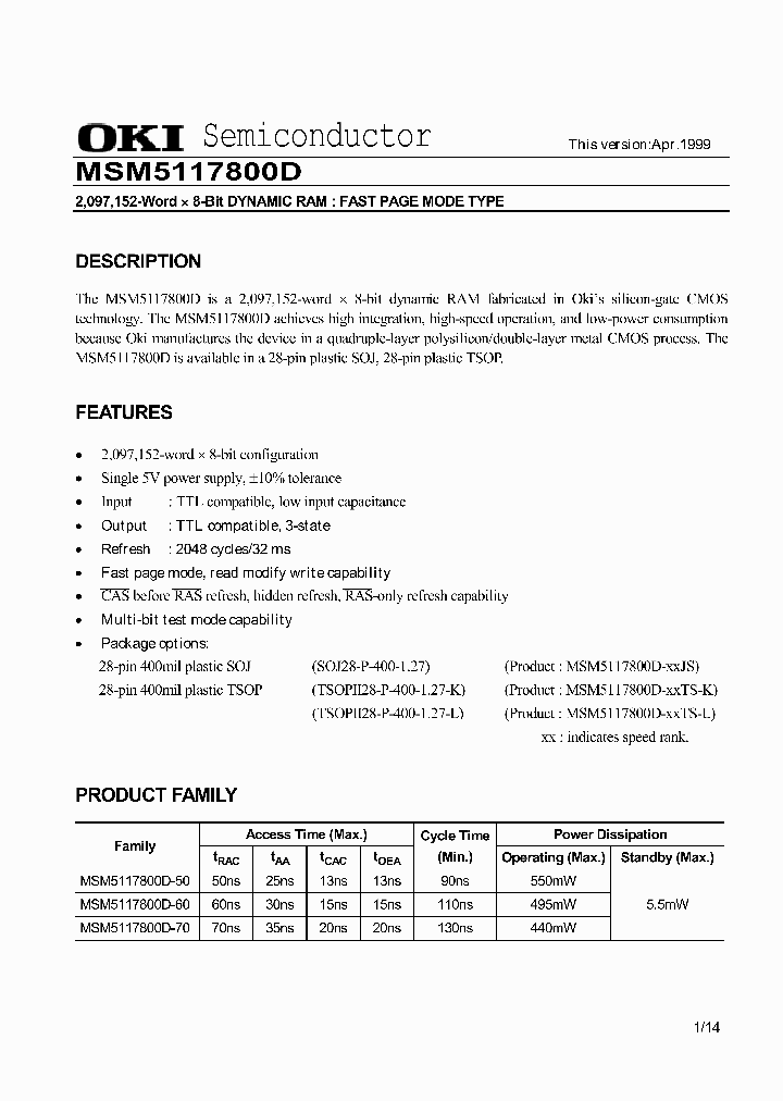 MSM5117800D_174399.PDF Datasheet