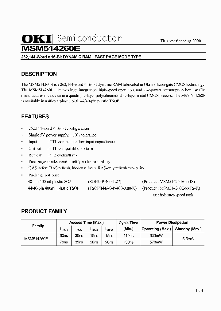 MSM514260E_32843.PDF Datasheet