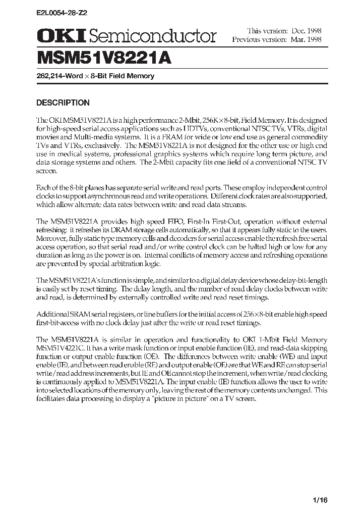 MSM51V8221A_55965.PDF Datasheet