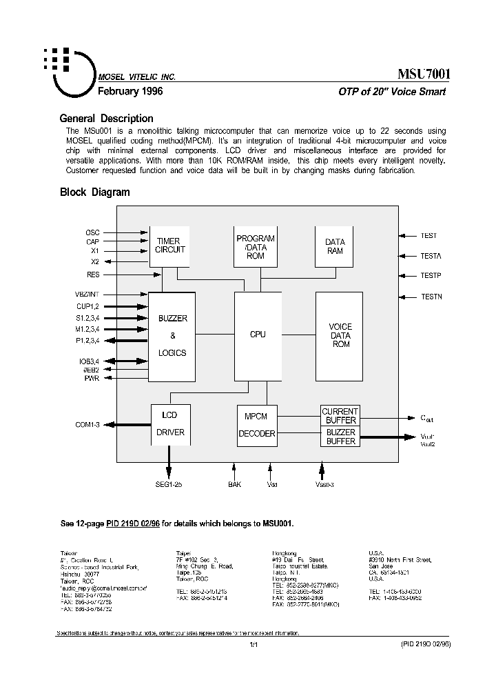 MSU7001_61501.PDF Datasheet
