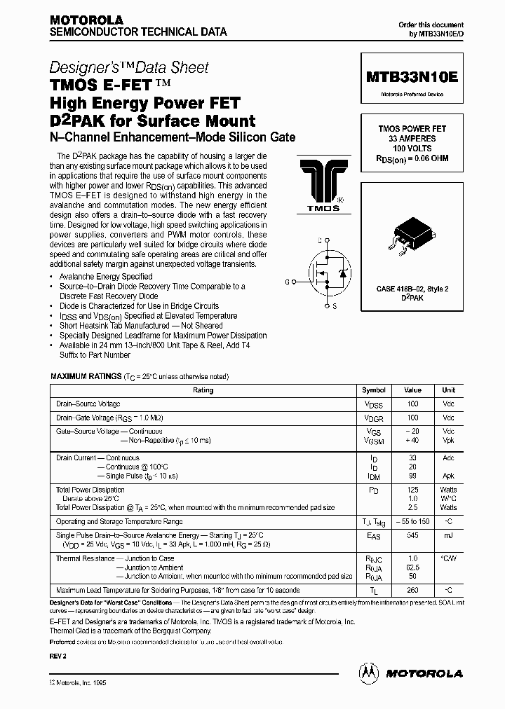 MTB33N10E_185762.PDF Datasheet