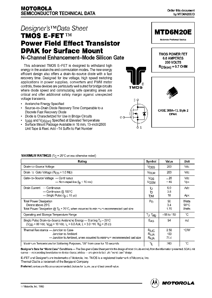 MTD6N20E_164005.PDF Datasheet