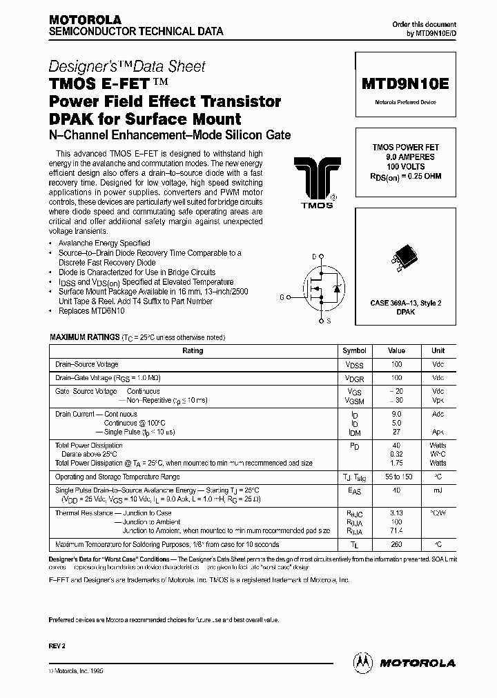 MTD9N10E_166713.PDF Datasheet