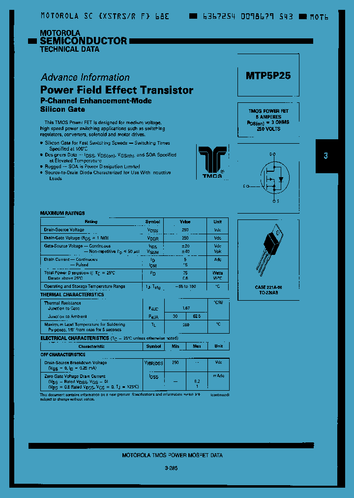 MTP5P25_78313.PDF Datasheet