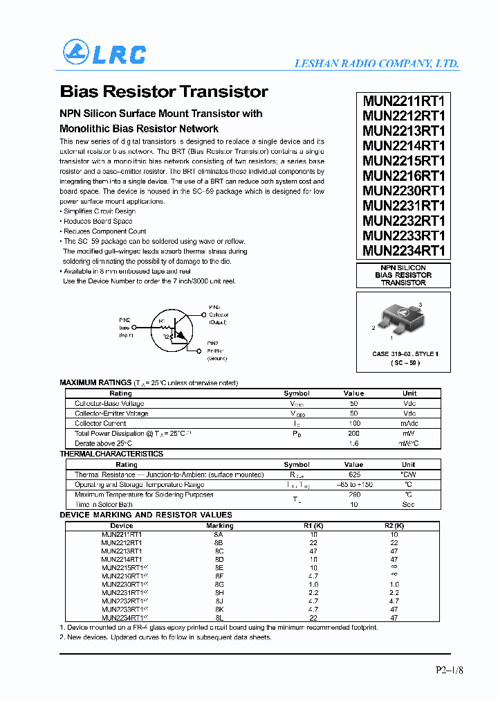 MUN2211RT1_59459.PDF Datasheet