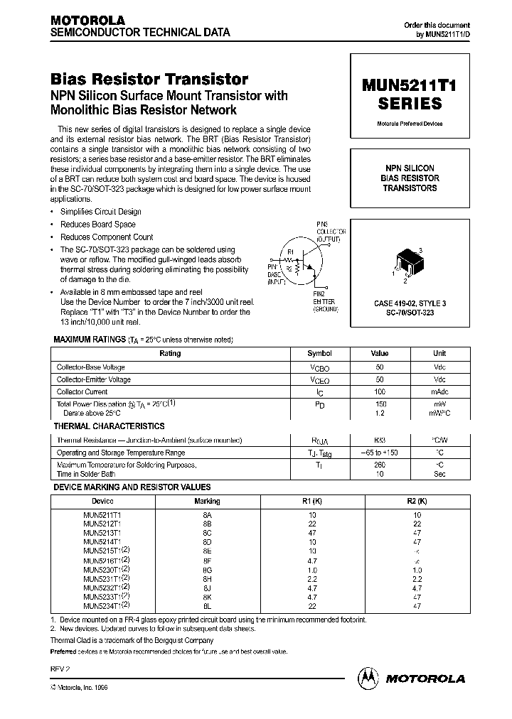 MUN5216T1_10893.PDF Datasheet