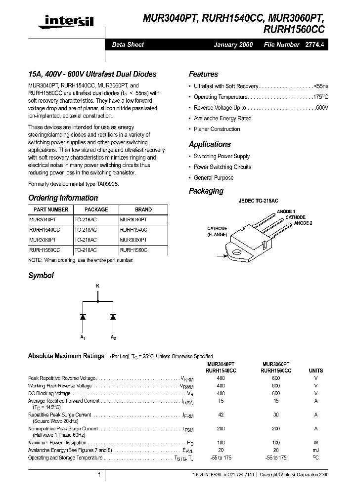 MUR3040PT_180607.PDF Datasheet