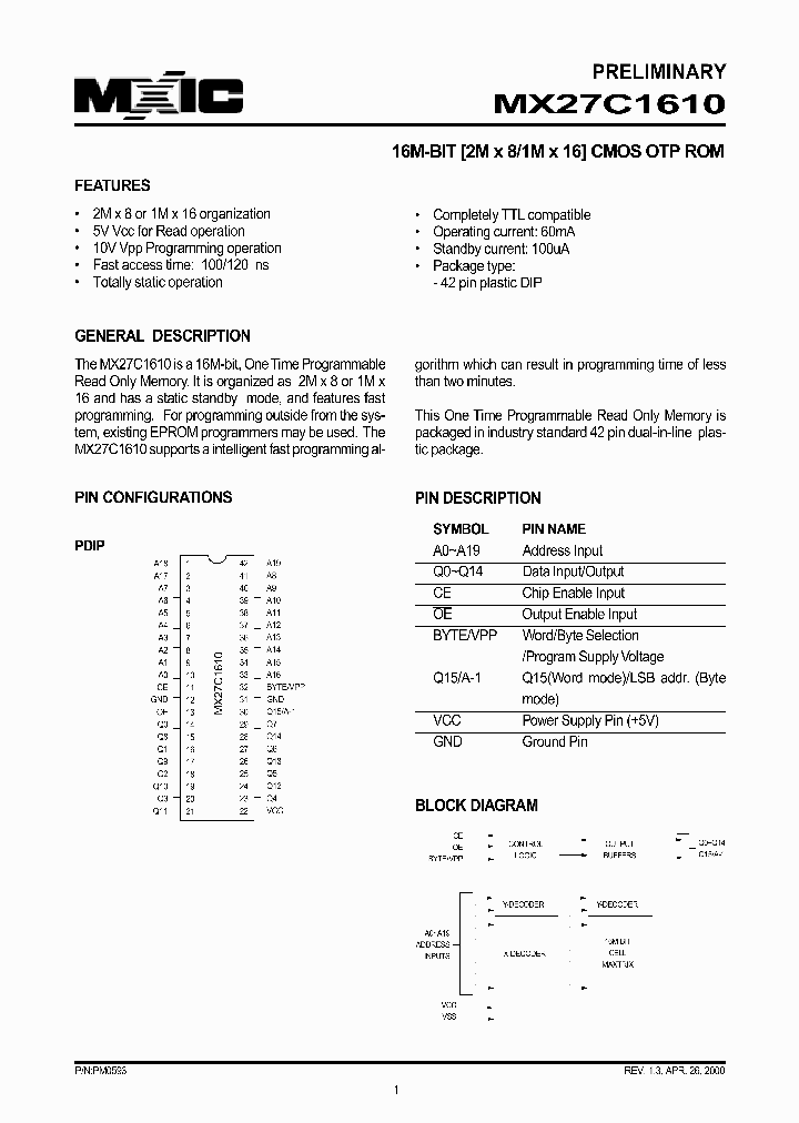 MX27C1610_33165.PDF Datasheet